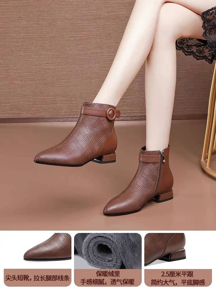 11658时尚舒适百搭洋气加绒潮流小短靴