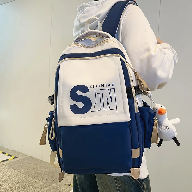 美式潮流双肩包男款大学生旅行书包女生初中学生高中生大容量背包