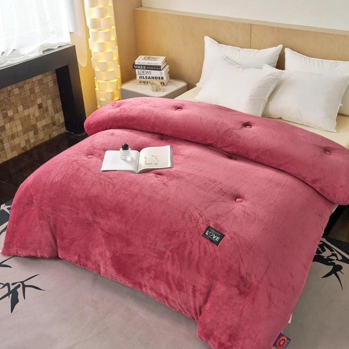 2025新款亲肤体肤柔软牛奶绒被子-豆沙