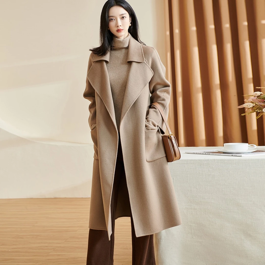 【米思阳】简约高端100%羊毛双面呢毛呢大衣长款外套5W23DZ1227