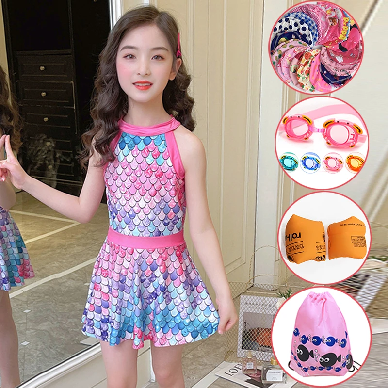 儿童游泳衣女童公主小中大童学生裙式洋气夏季韩版小女孩温泉时尚