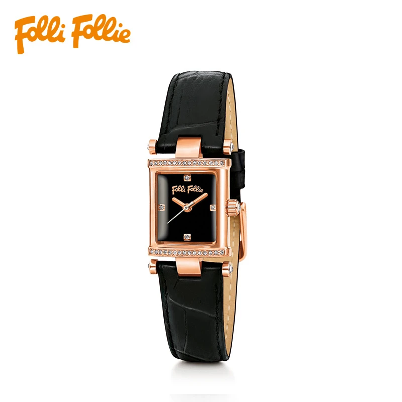 【明道专属】FolliFollie轻奢时尚拱形小方表优雅女士百搭石英手表