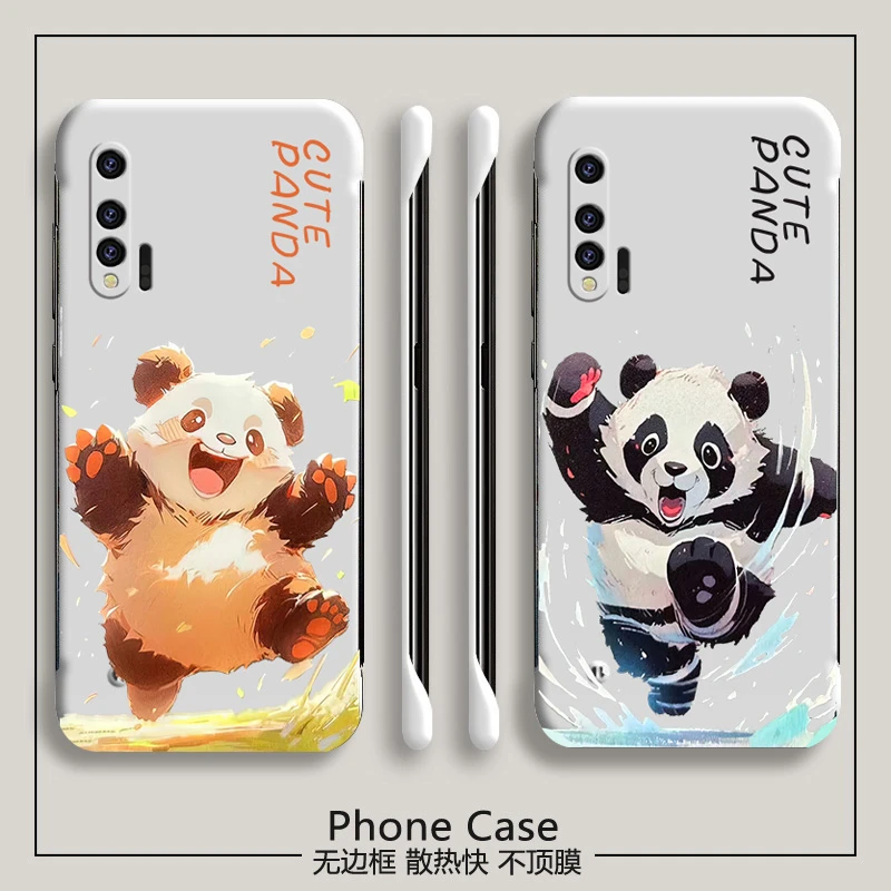 可爱熊猫华为nova6手机壳5g无边框4g半包超薄新款防摔男女散热套
