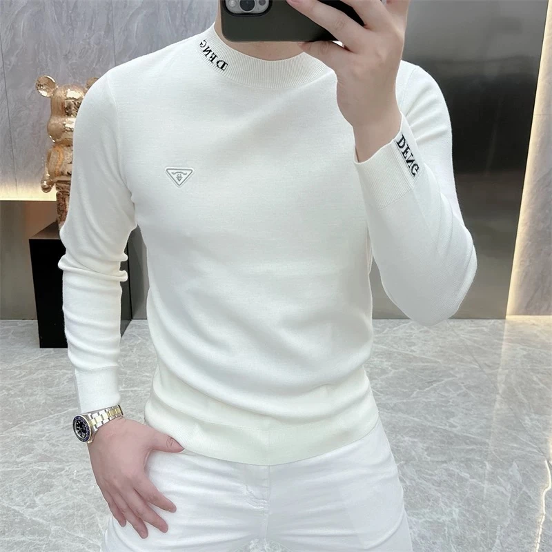男士毛衣2024秋冬新款轻奢简约百搭休闲针织修身帅气青年打底衫男