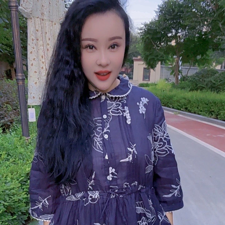 88131苎麻宽松连衣裙夏季显瘦女士提花长款长裙时尚气质