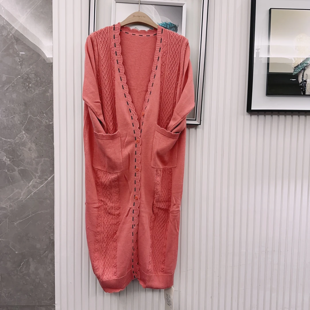 23347毛衣外套显瘦百搭秋冬中长款纯色针织时尚