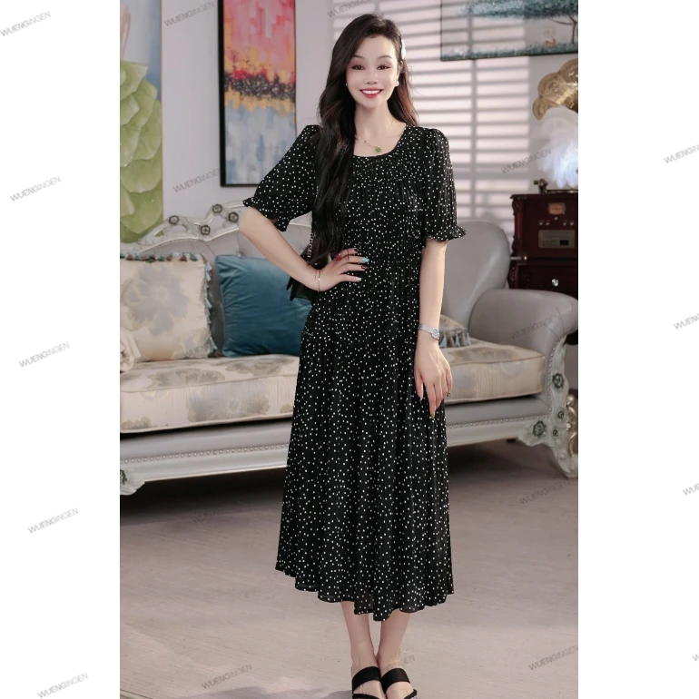 无印心匠线下698！波点+薄款 气质&显瘦 时尚连衣裙 B13425
