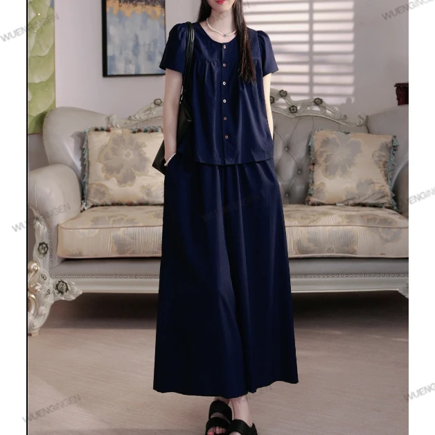 无印心匠K540 纯色+显瘦 上衣+裤子 时尚套装 D85214