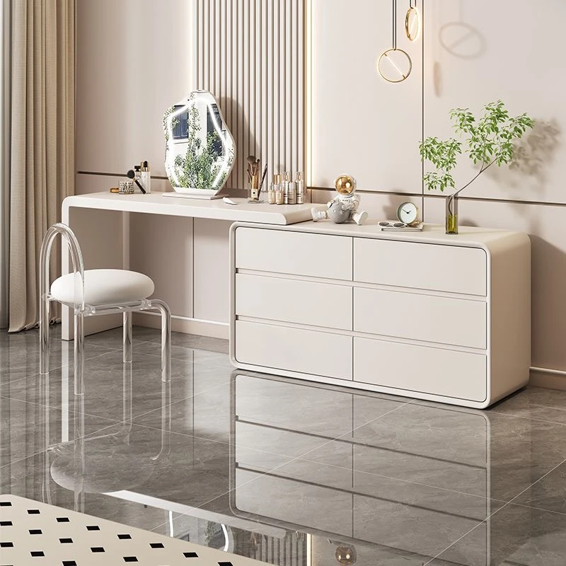 轻奢实木伸缩梳妆台多功能卧室家用大容量收纳斗柜一体烤漆化妆桌