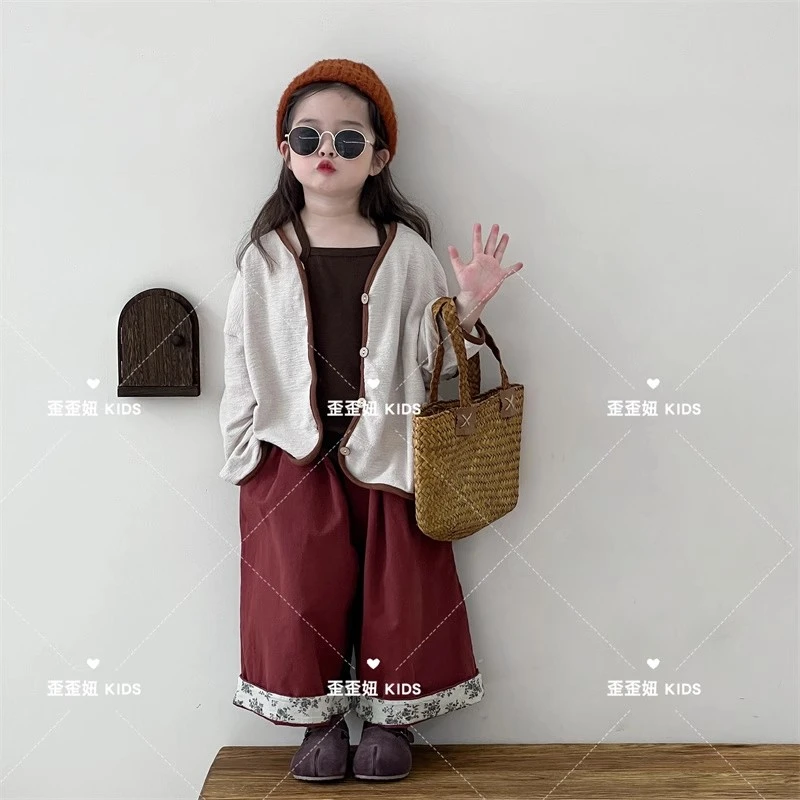 【歪歪妞童装】322女童文艺小清新外套宝宝洋气撞色复古森系开衫