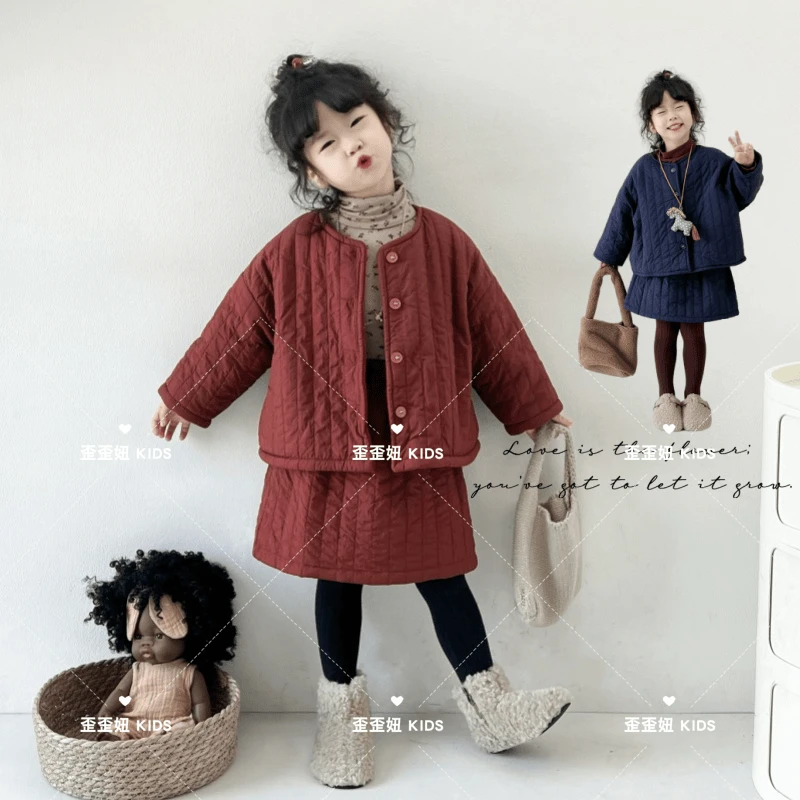 【歪歪妞童装】24705女童宝宝森系棉服加绒保暖棉衣儿童半身裙