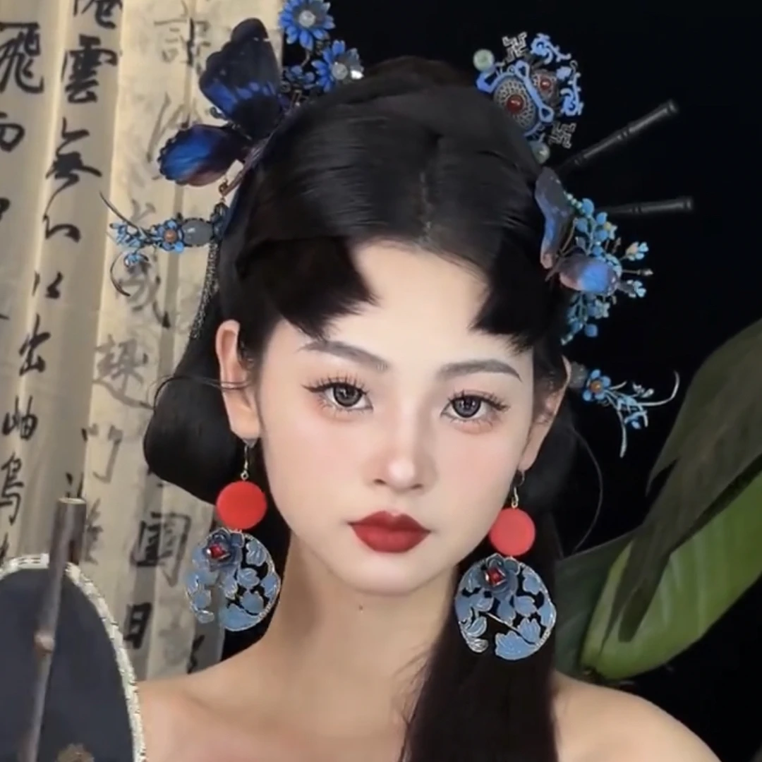 非金属亚克力耳饰 新款复古小众景泰蓝夸张耳环撞色高端耳饰