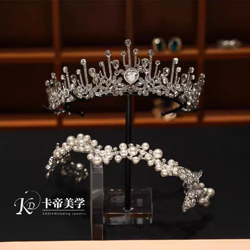 合金仿珍珠婚庆饰品 新款 17442 珍珠可拆两用皇冠婚纱礼服百搭款