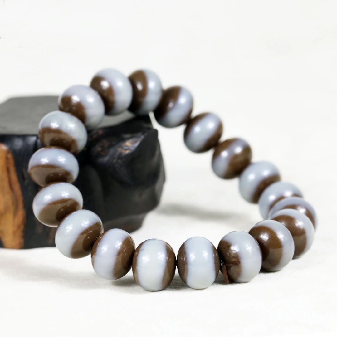 新疆和田玉且末糖料一线天手串算盘珠精品收藏级男女款手链保真