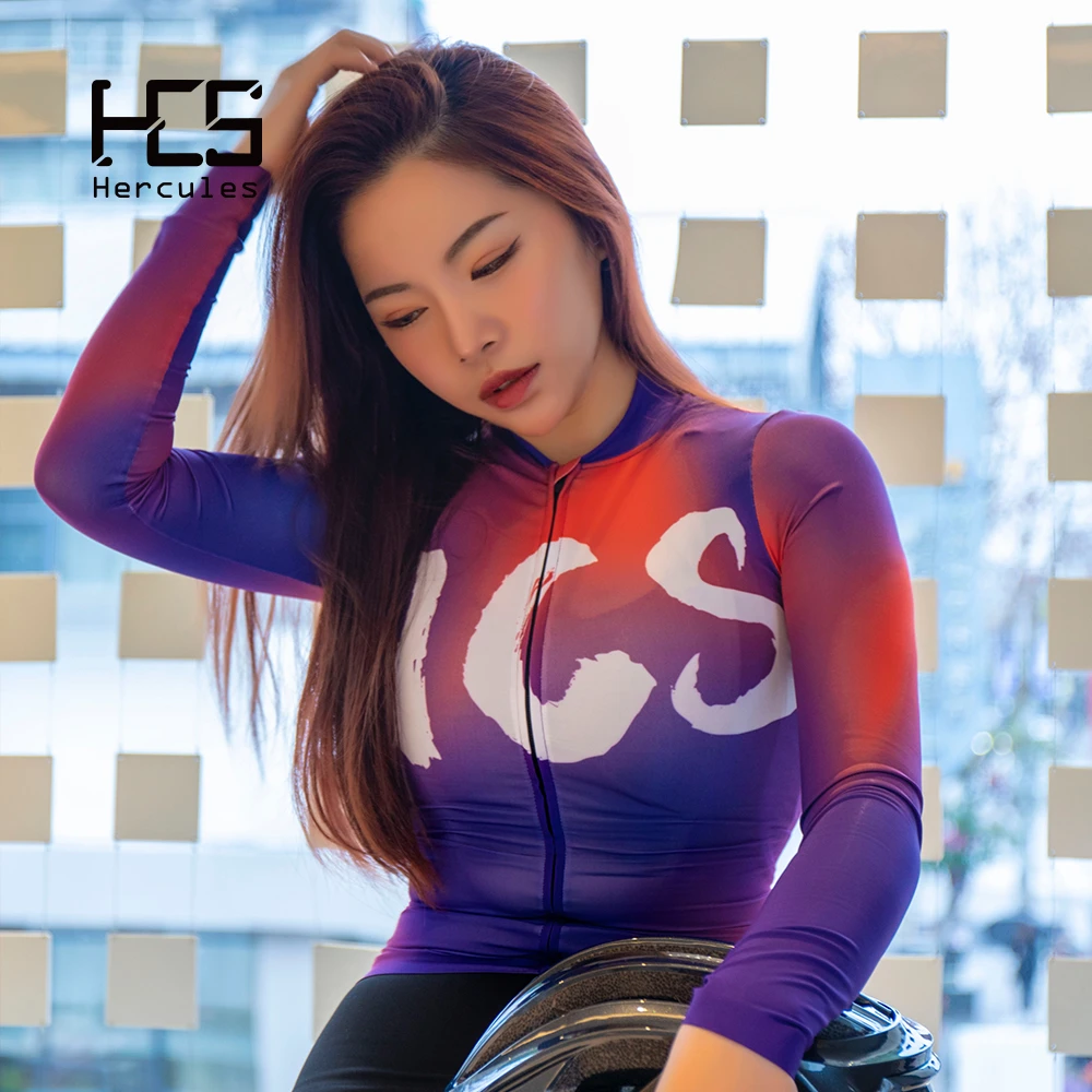 HCS 梵高系列 红蓝春夏长袖防晒透气骑行服女