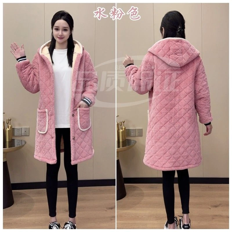 四川省服加绒加厚罩衣女成人围裙冬新款外穿女士加棉中长款外套