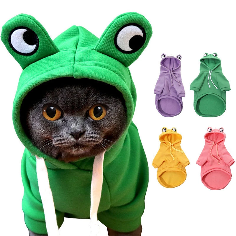 狗狗衣服猫咪连帽棉服秋冬抓绒保暖青蛙卫衣宠物衣服狗狗冬季服饰