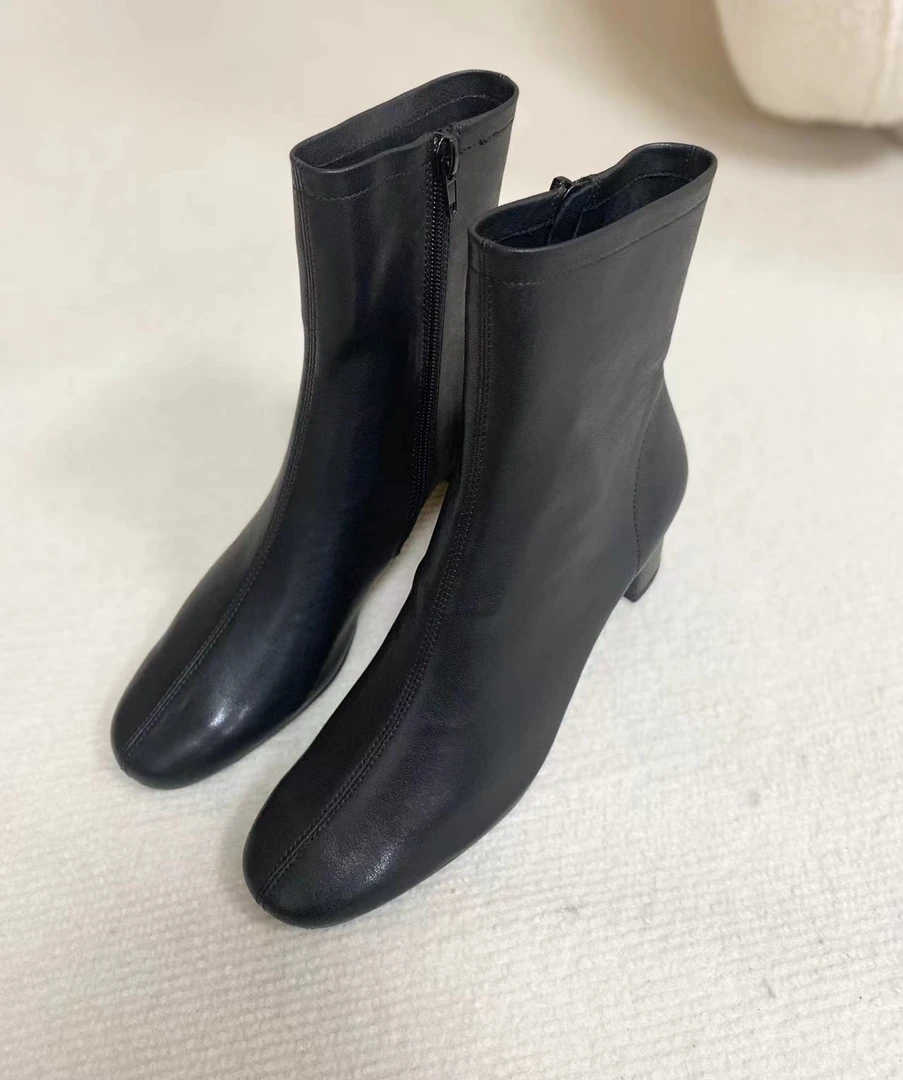 秋季新品经典侧拉链粗根靴