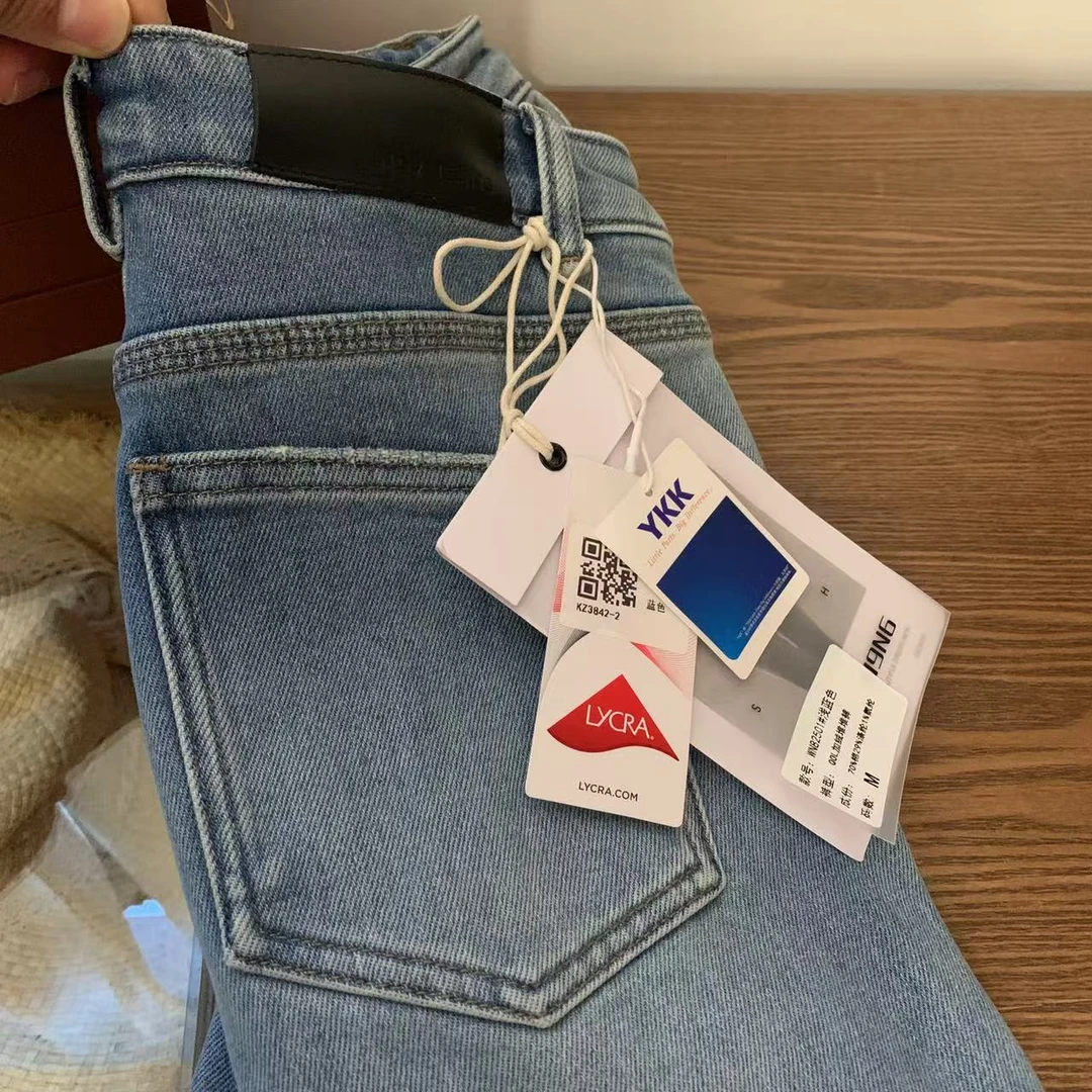 KZ3842 高腰显瘦弹力九分直筒裤牛仔裤 106