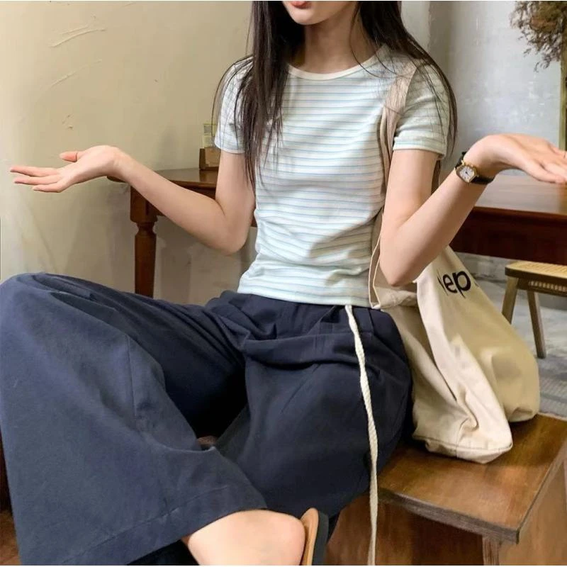 TX4036 【不懂脑穿搭】上身韩里韩气显瘦~质感心动软糯百搭T恤女 54