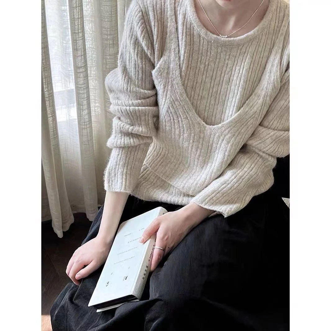 ZZS4370 秋季洋气休闲假俩件设计百搭显瘦针织衫女 48