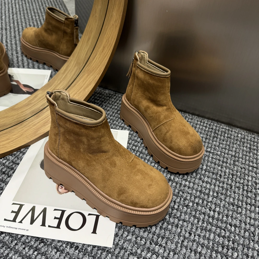 bazilei/芭兹蕾小个子增高保暖雪地靴女2024新款冬季时尚厚底百搭