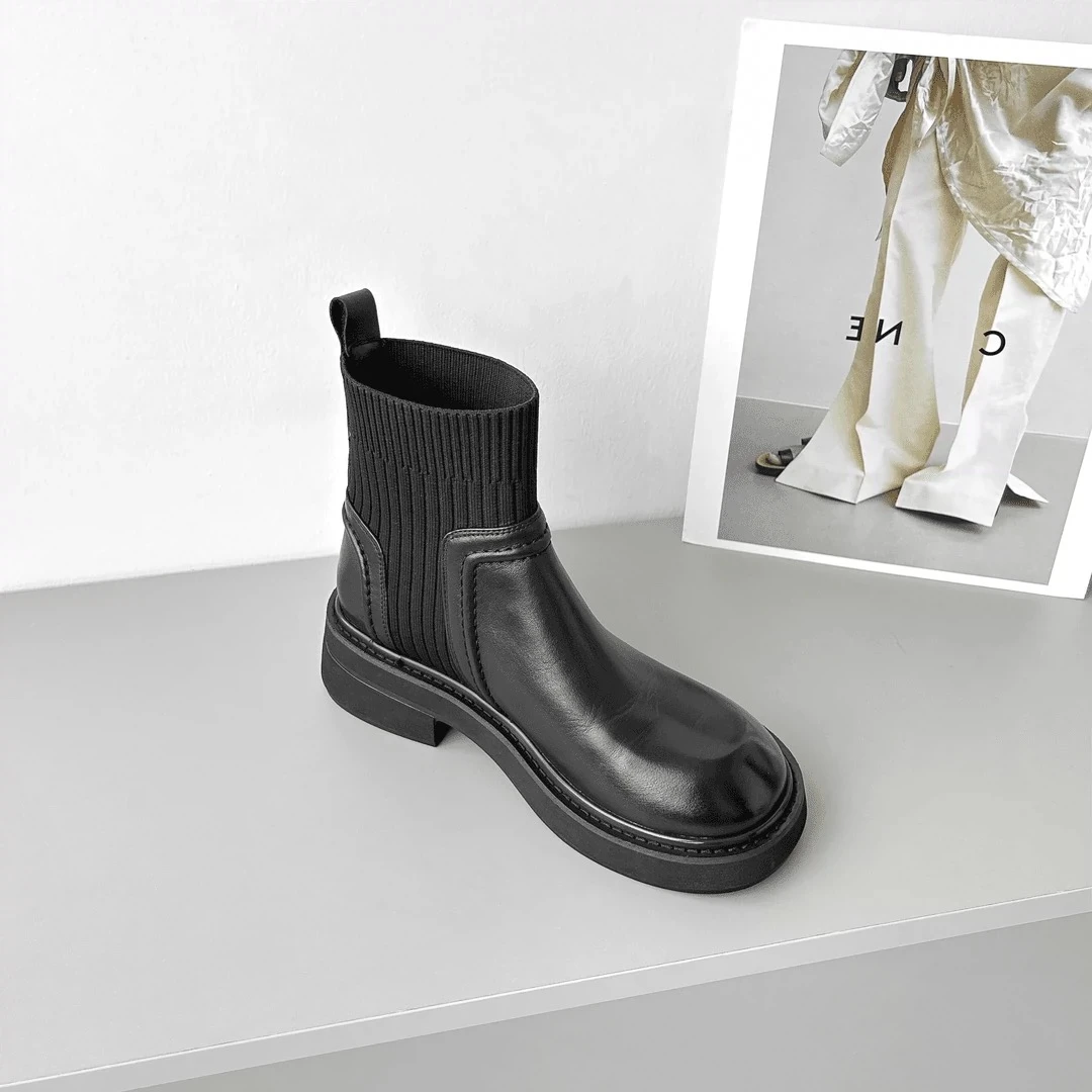 【实力宠粉！】2024新款秋冬季百搭爆款袜靴弹力靴女厚底增高保暖