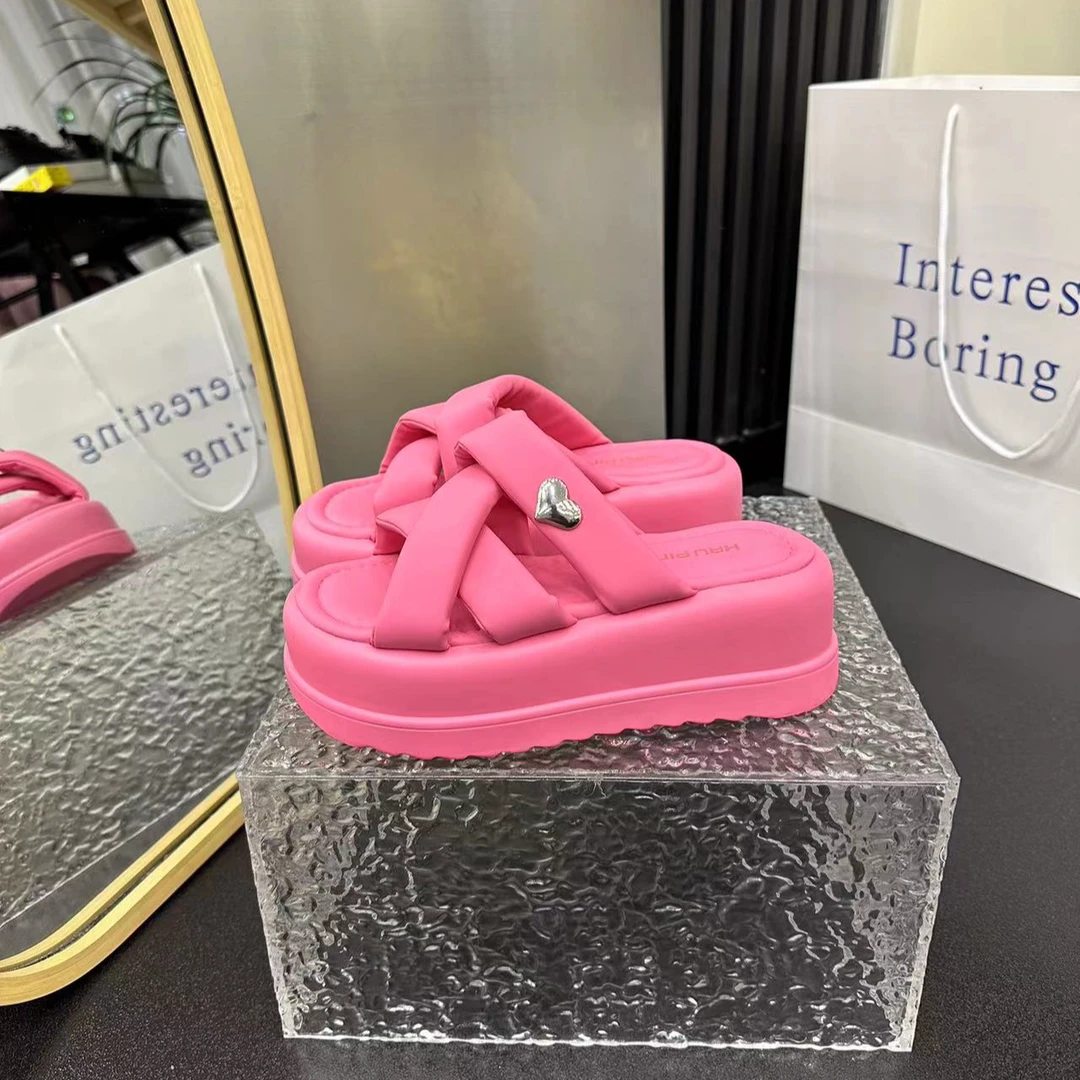 网红拖鞋女夏外穿小众高级感2024新款黑色超火增高厚底凉拖沙滩鞋