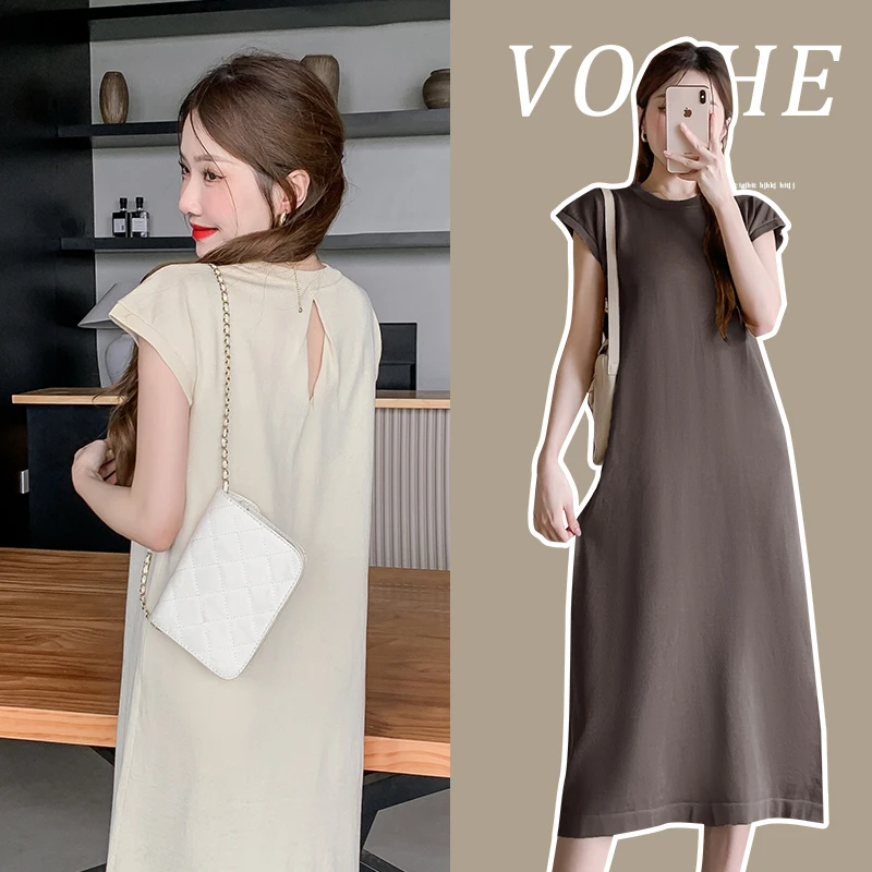 连衣裙2025年新款孕妈妈夏季薄款漏背裙子宽松显瘦孕妇裙A720