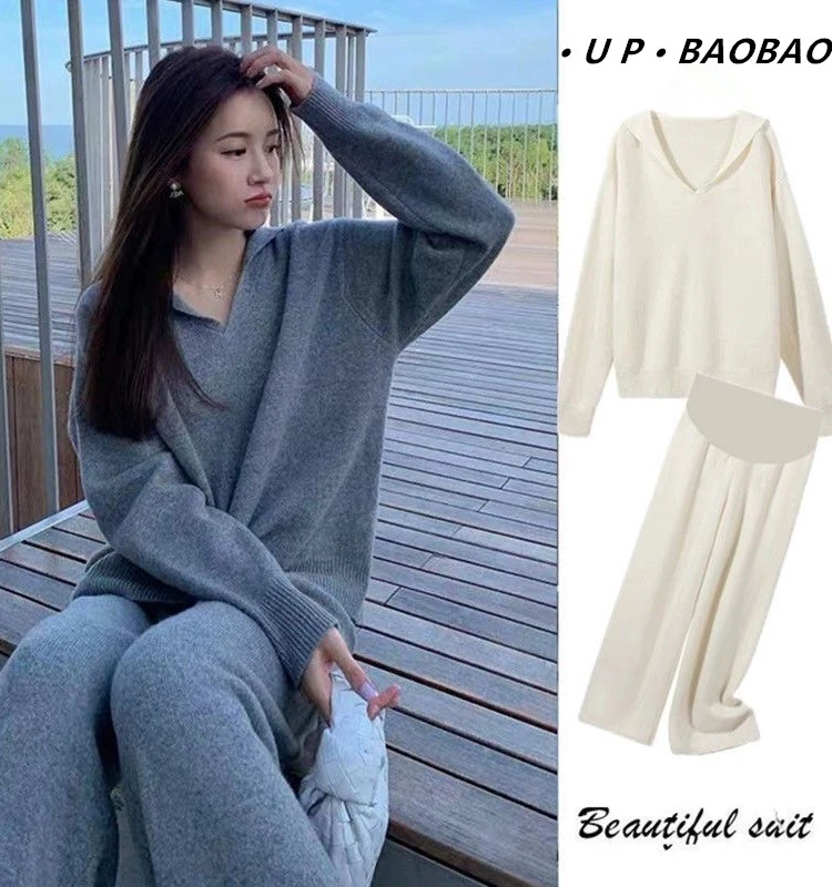 孕妇装2025新款网红孕妇套装春秋款宽松两件套托腹阔腿裤孕期穿搭