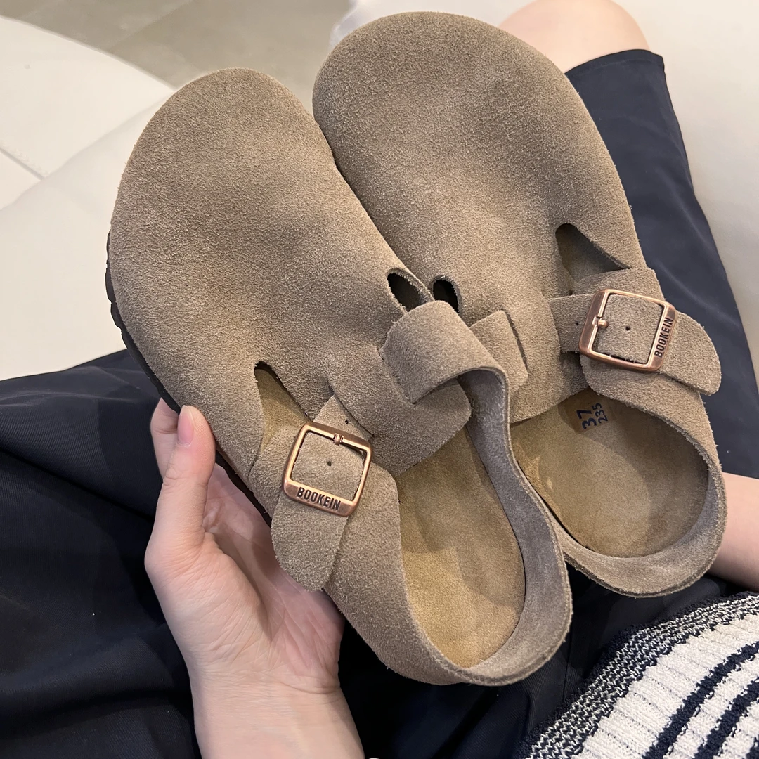 【高版本全牛皮】全包勃肯鞋真皮休闲鞋懒人一脚蹬女款复古百搭单鞋