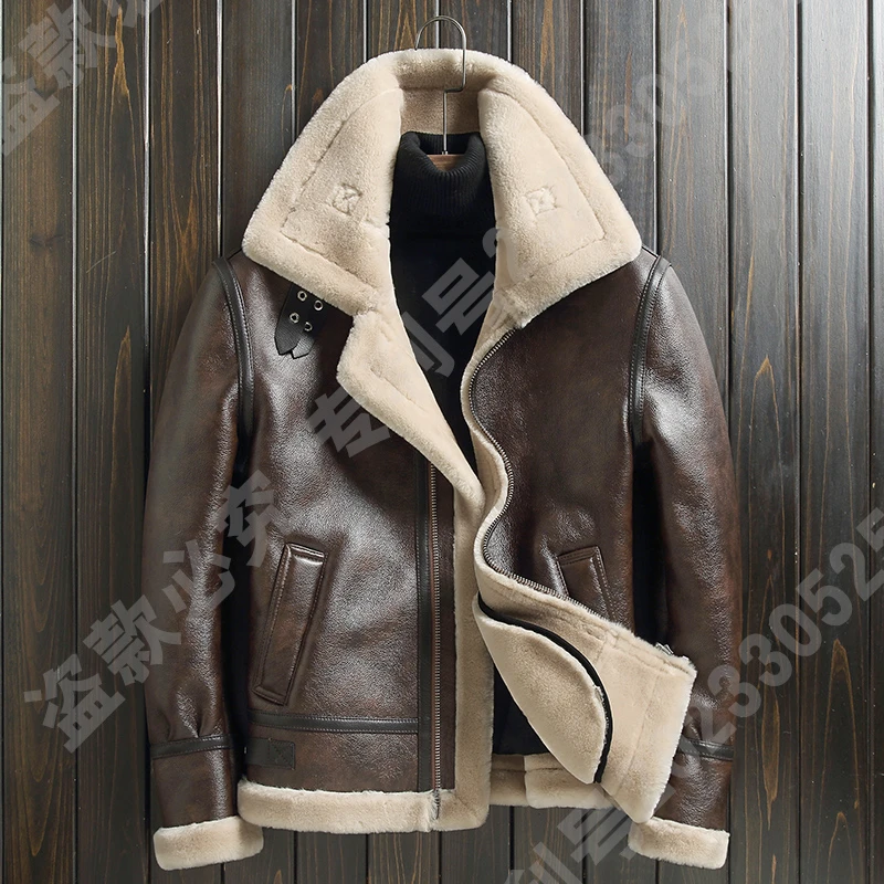 【海宁工厂】JM7020海宁秋冬必备时尚大翻领毛皮加厚羊毛保暖夹克