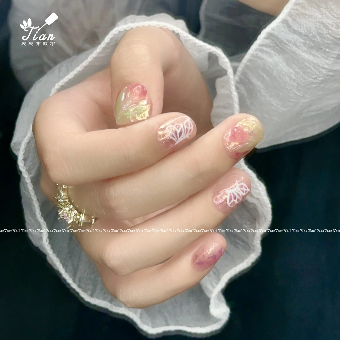 【爱的告白】”现货飞“天天穿戴美甲纯手工穿戴甲指甲贴时尚显白