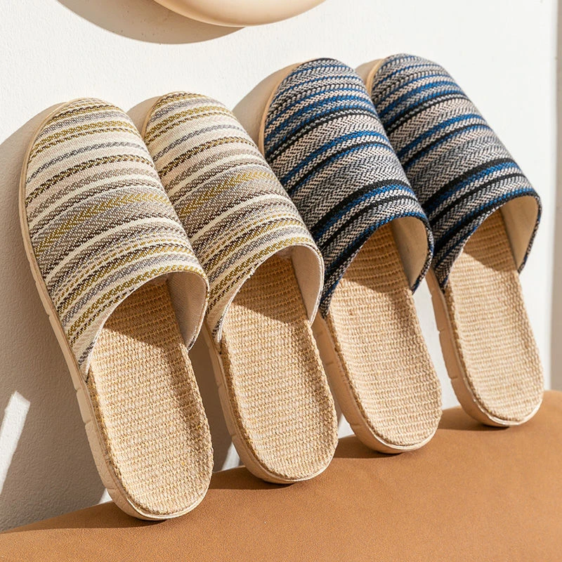 日式包头亚麻拖鞋女士四季家居用舒适软底防滑木地板民宿凉拖鞋忄
