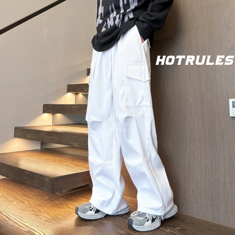 HOTRULES/热规则潮牌大口袋工装直筒裤男士同款运动裤宽松阔腿裤
