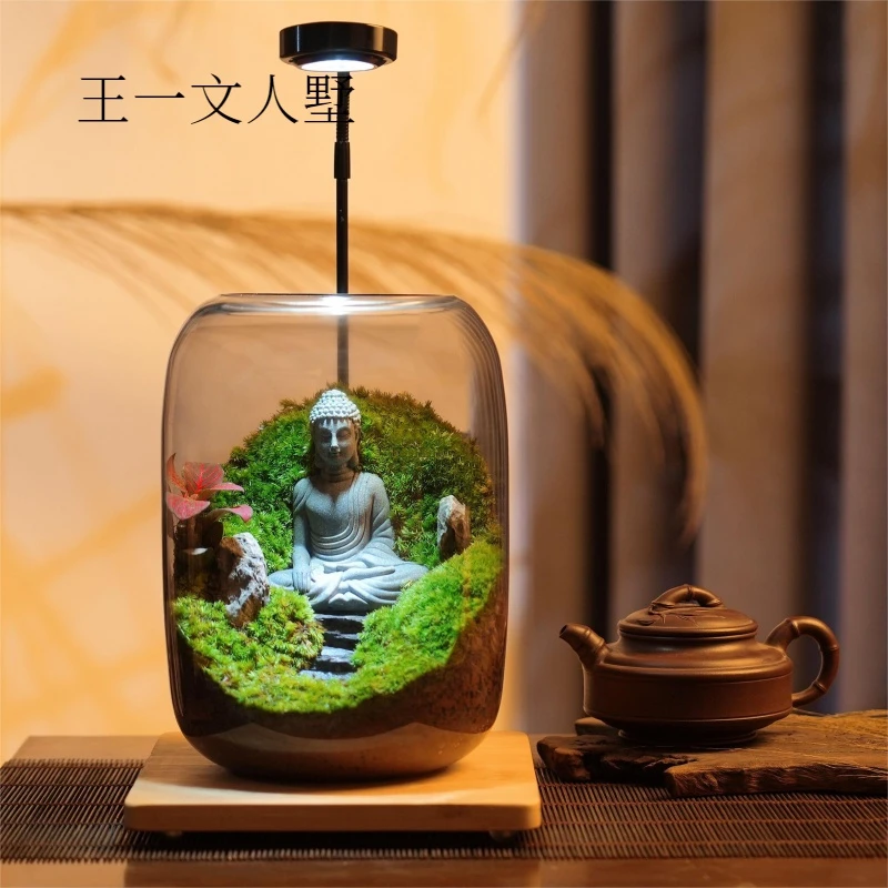 莲台净土纯手工艺术设计苔藓观赏微景观客厅优质百搭高硼硅摆件