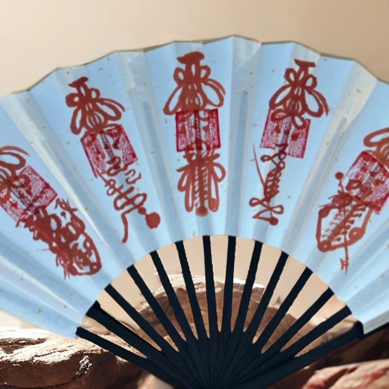 正一师父朱砂纯手绘五雷折扇10寸定制