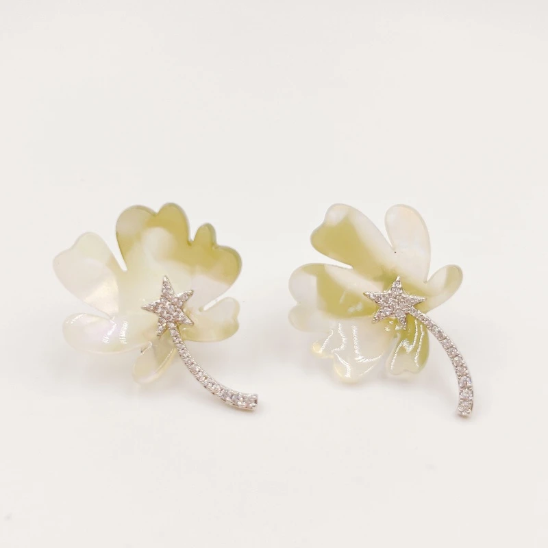 铜合金合成锆石耳饰 【2772】HF/蔷薇花耳钉