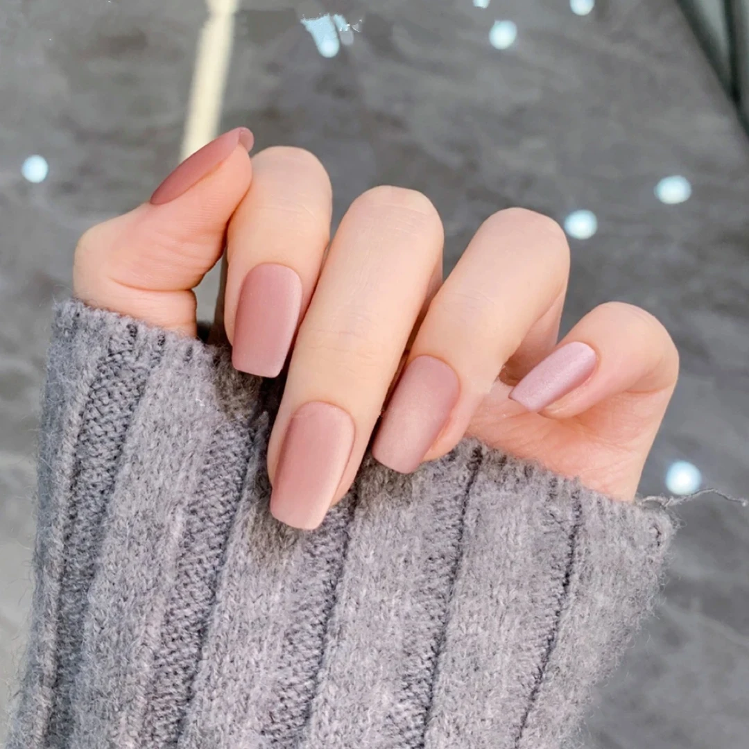 M28茉莉花茶丝绒磨砂气质可拆卸式美甲贴片