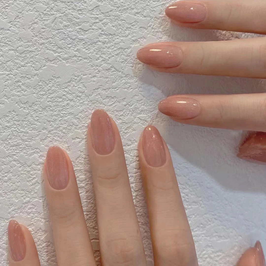 【M271】裸色纯欲百搭简约可拆卸美甲贴片中长款