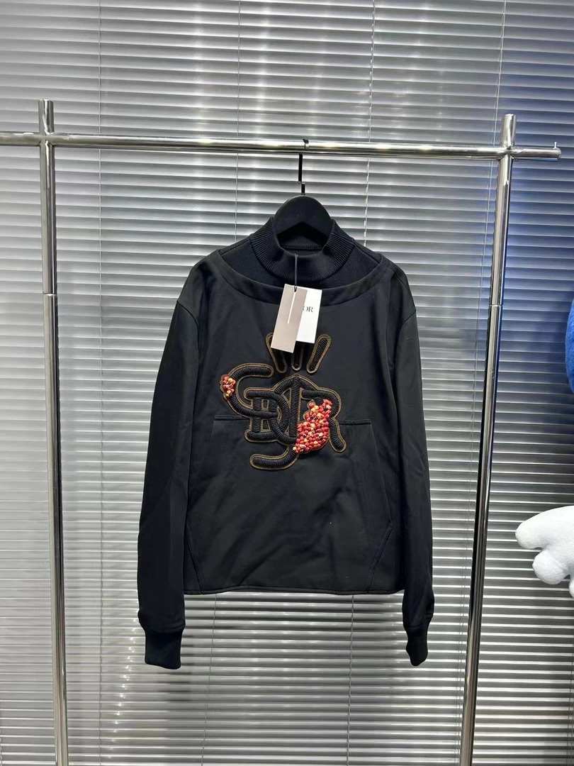 Dior x travis Scott 串珠刺绣黑色立领卫衣 52码 全新/工价41000
