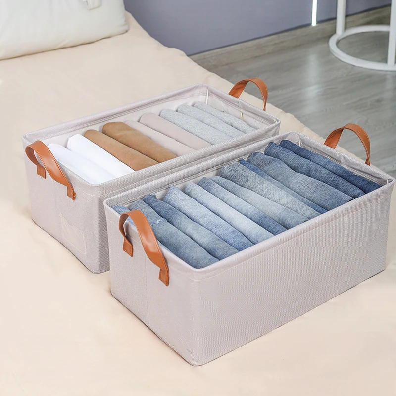 天竺棉收纳盒可水洗钢架款衣物毛衣裤子整理盒简约大容量整理箱