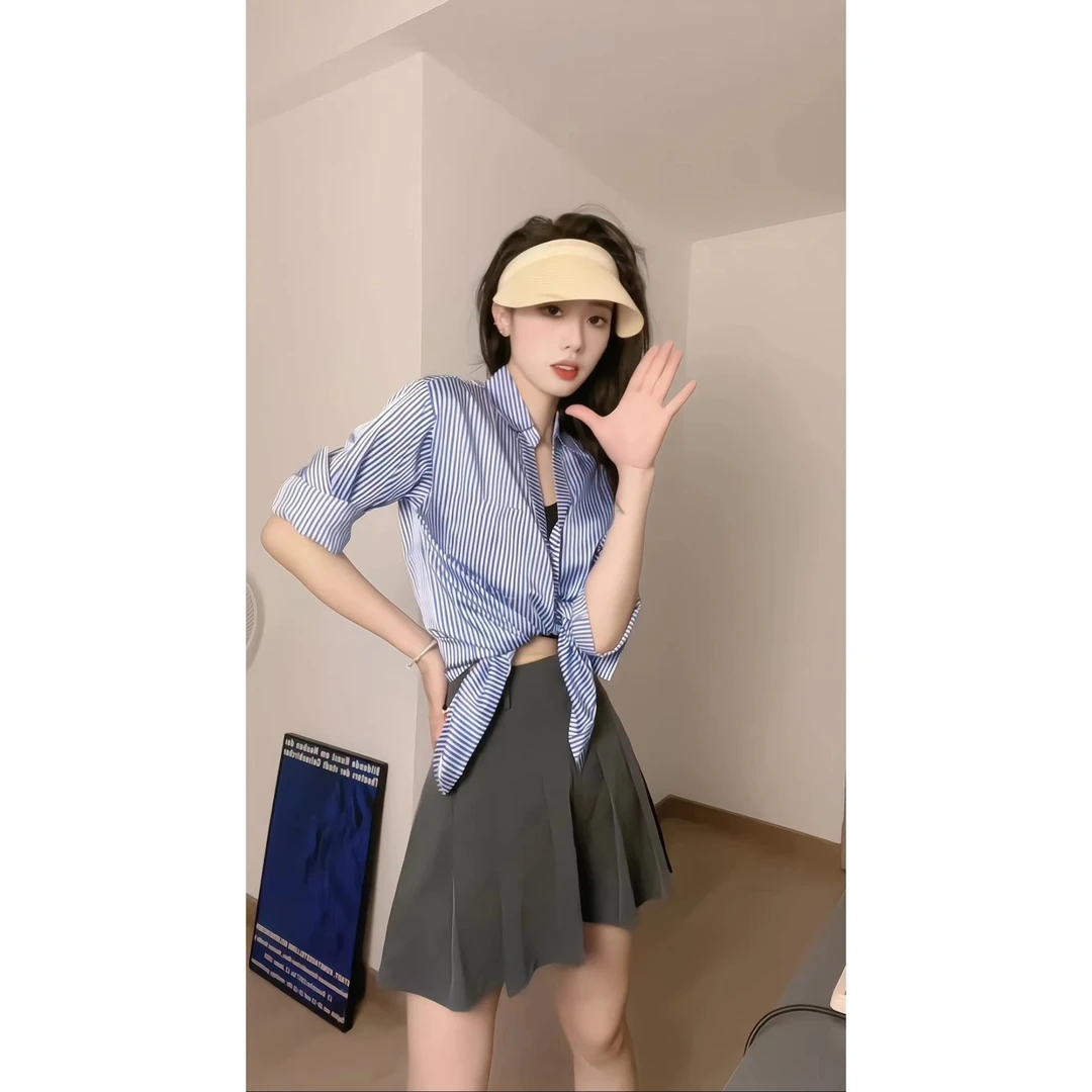 衬衣女明星同款领结系带衬衫长袖春款设计感复古简约百搭长袖上衣