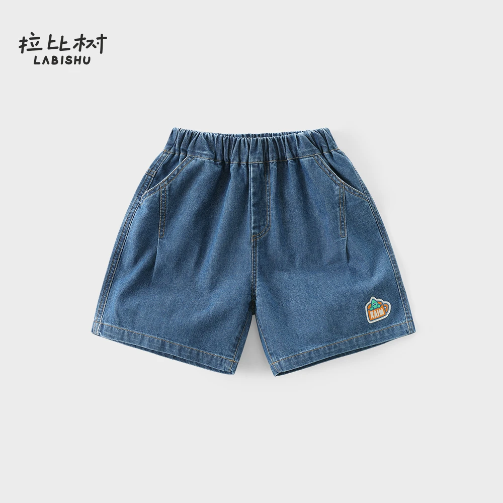 拉比树【5分裤】儿童纯棉牛仔短裤夏季新款休闲裤宽松运动裤