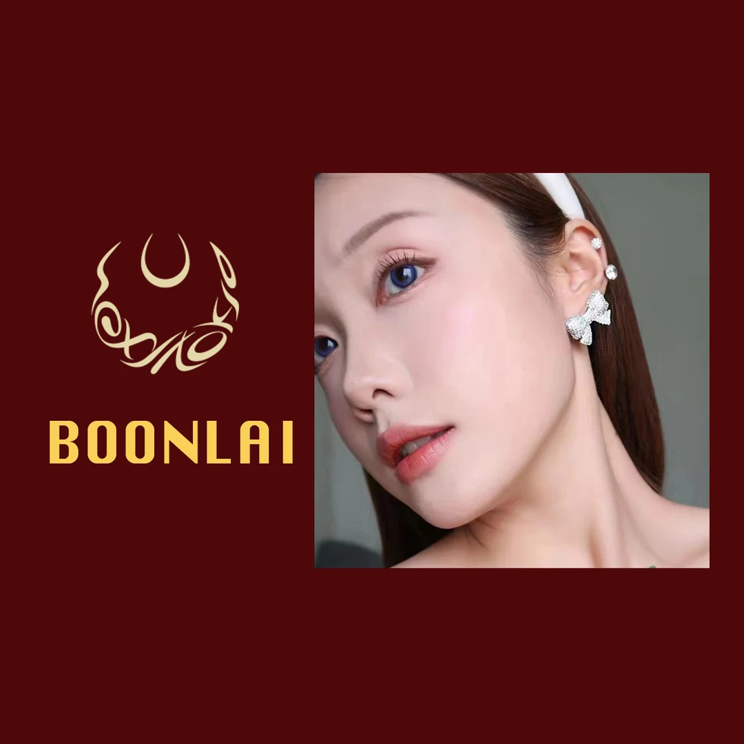 铜合金莫桑石耳饰 Boonlai 银色满钻蝴蝶结时尚轻奢百搭耳环1830