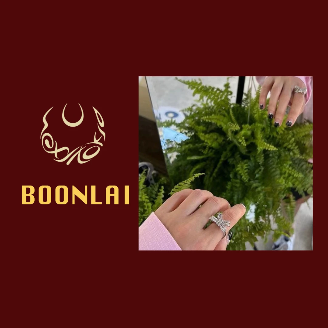 铜合金莫桑石戒指 Boonlai 银色蝴蝶结时尚轻奢百搭戒指343