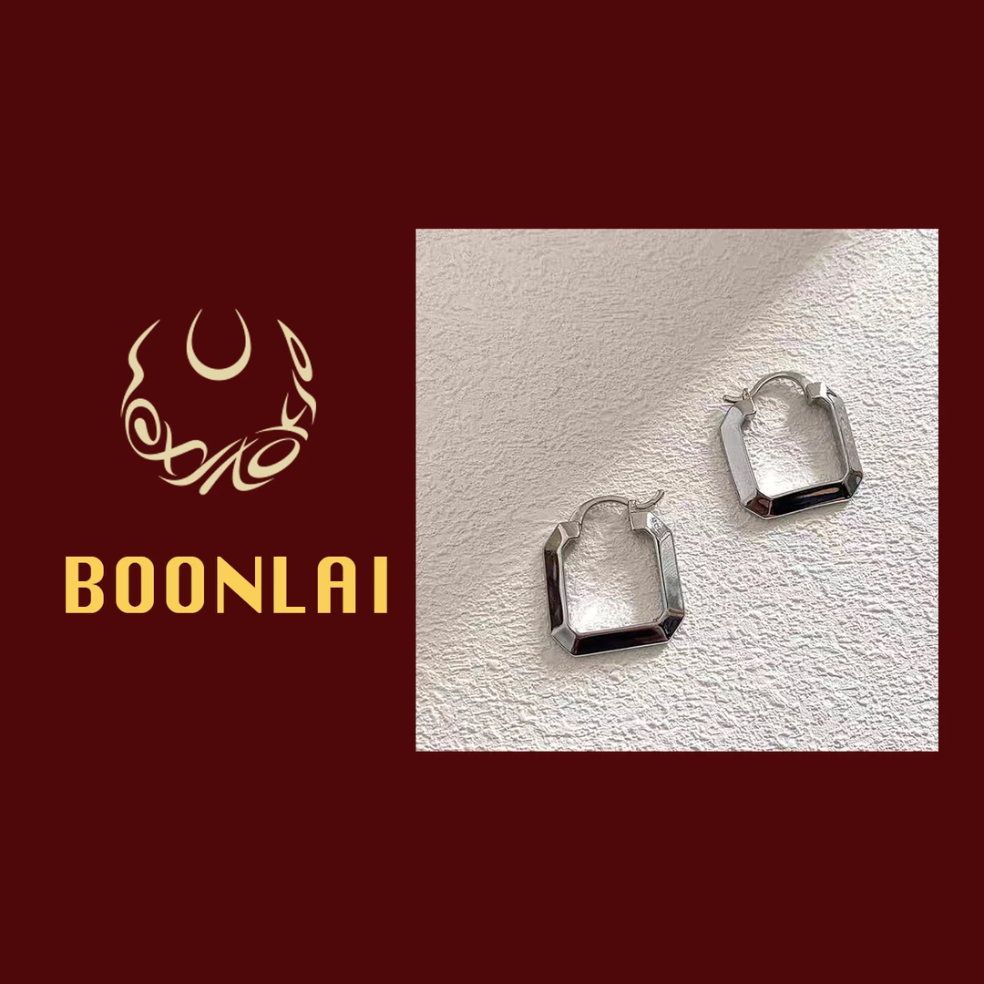 铜合金耳饰 Boonlai 小众欧美简约方形金属A耳环1345