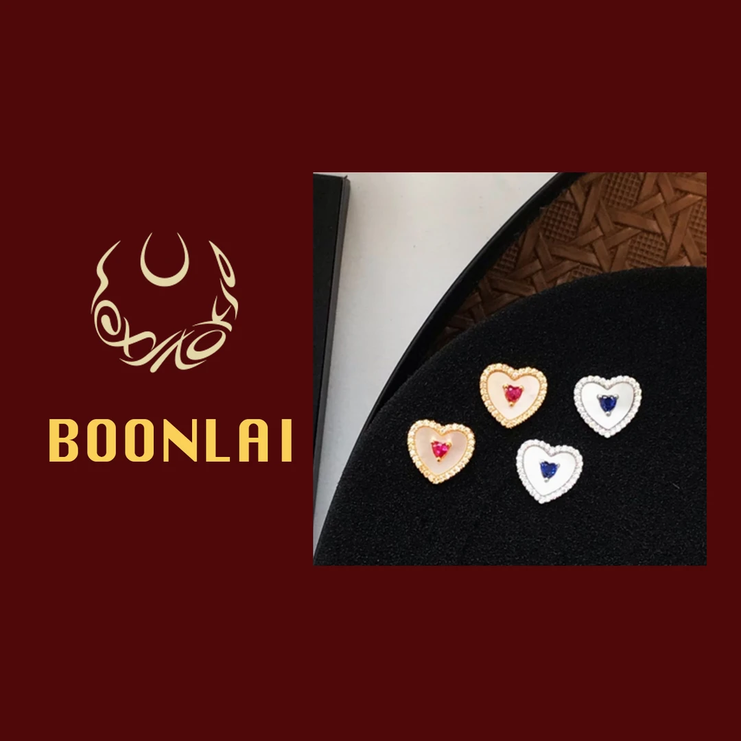 铜合金莫桑石耳饰 Boonlai  镶钻爱心锆石简约e耳环1533