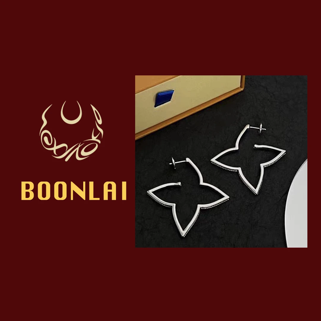 铜合金莫桑石耳饰 Boonlai 银色十字花镶钻J耳环1712