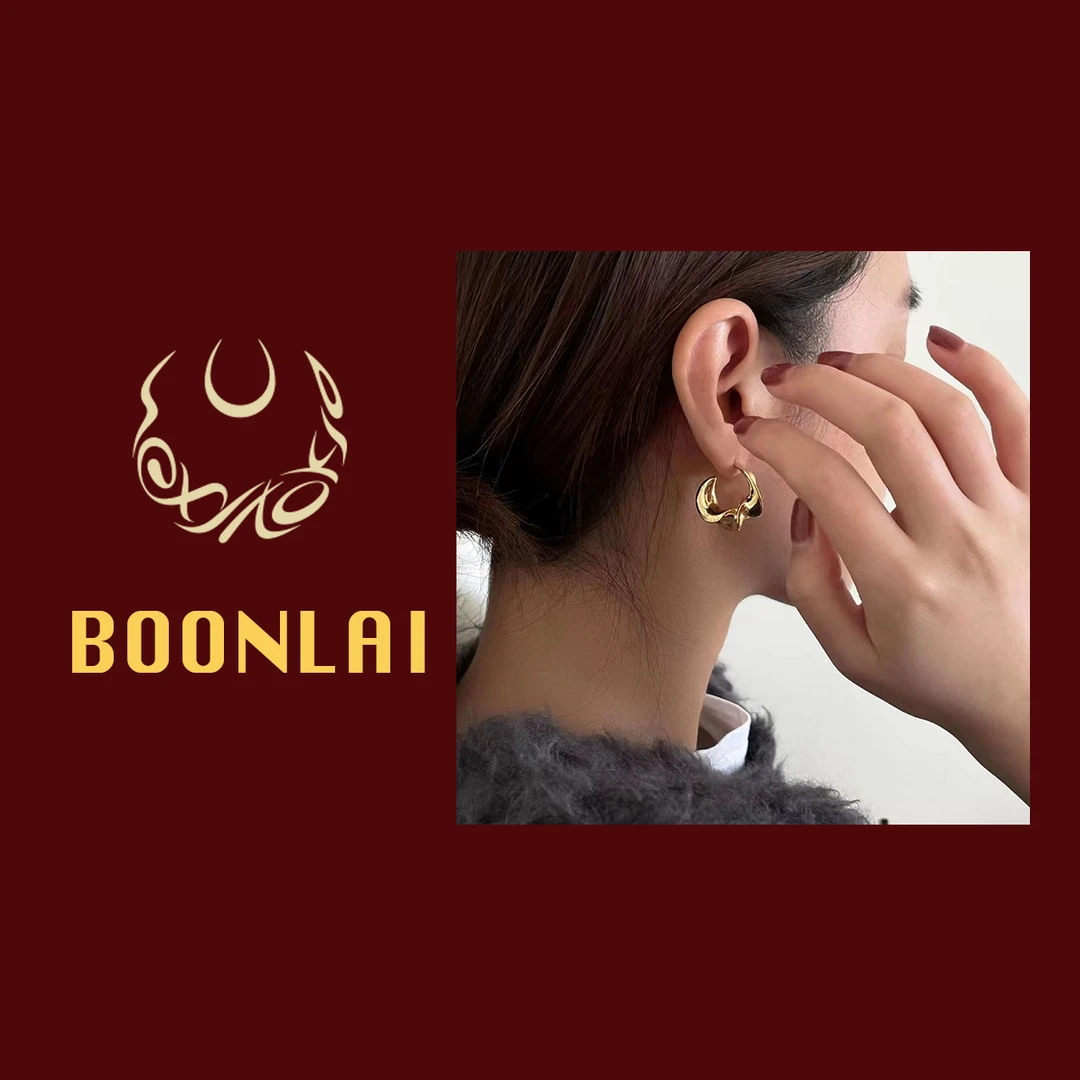 铜合金耳饰 Boonlai   百搭复古金属扭结圆环耳环B款1440